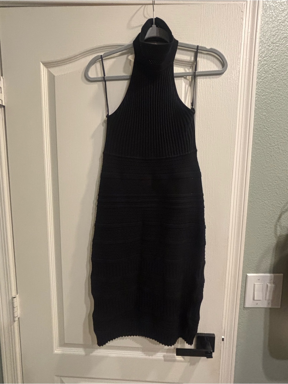 Catherine Malandrino Black Ribbed Halter Midi Dress